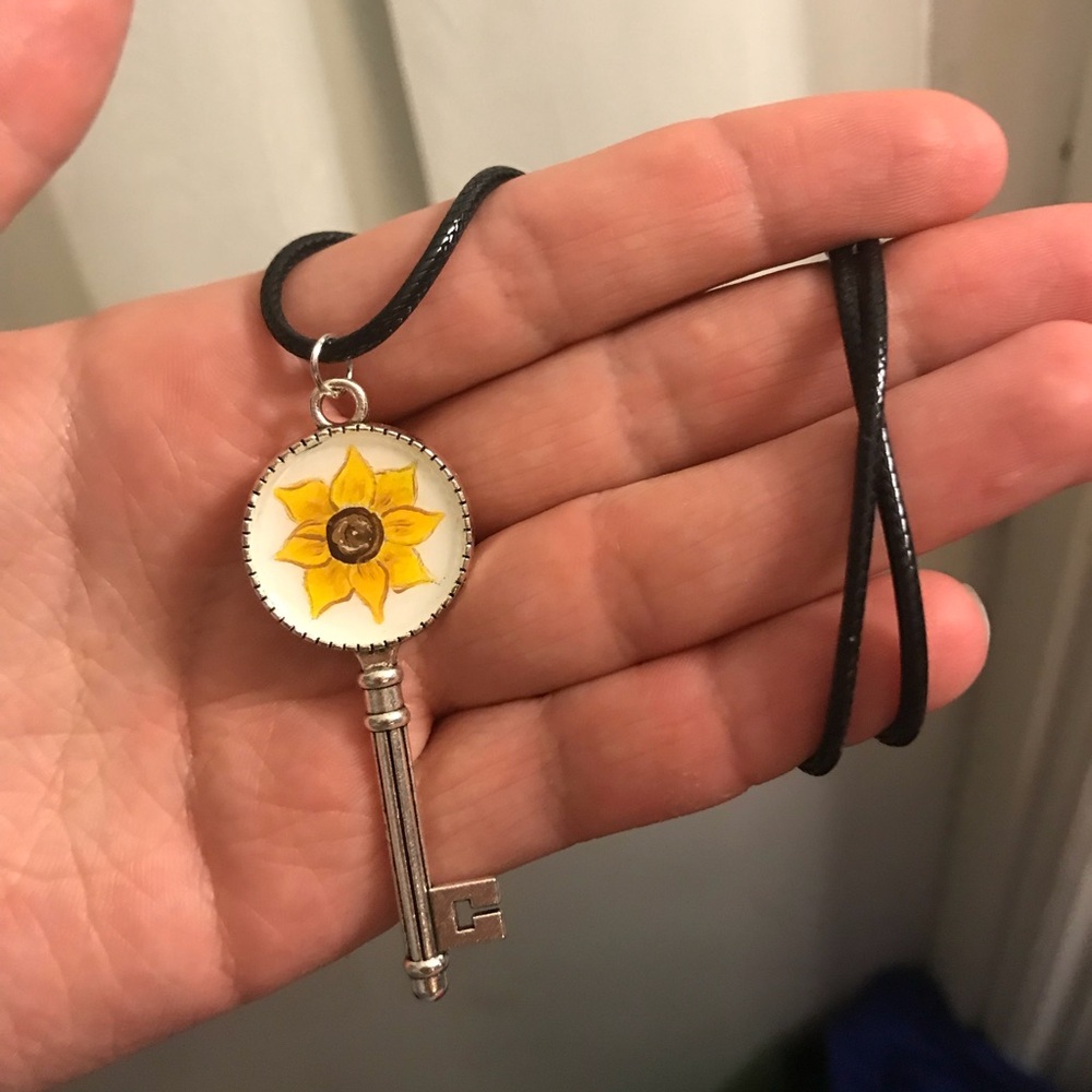 Sunflower key necklace